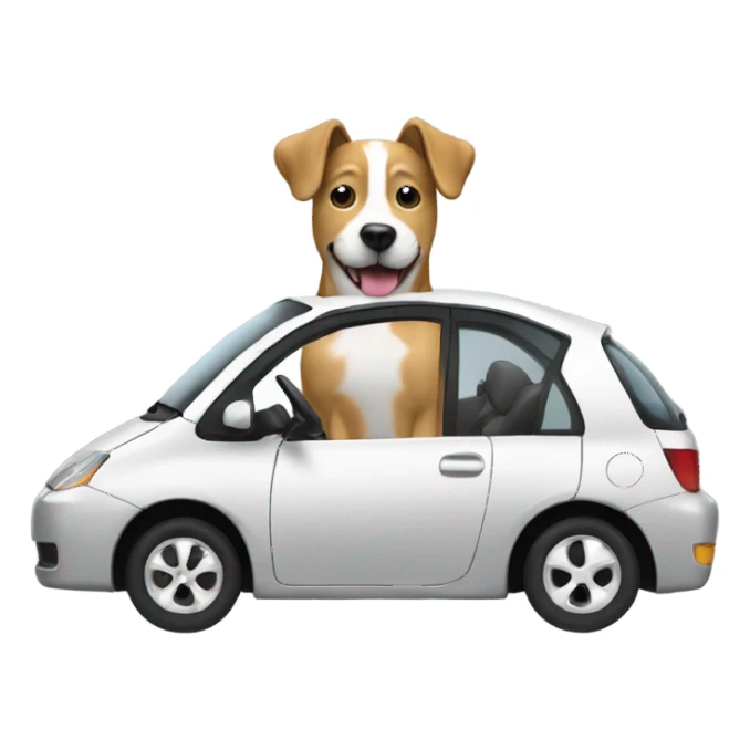 Dog driving a grey Prius really happy  sticker