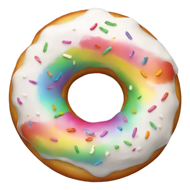 White creamy rainbow donut sticker