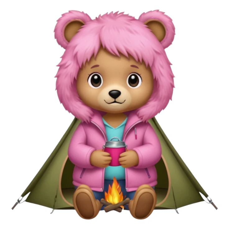A girly Teddy bear camping sticker