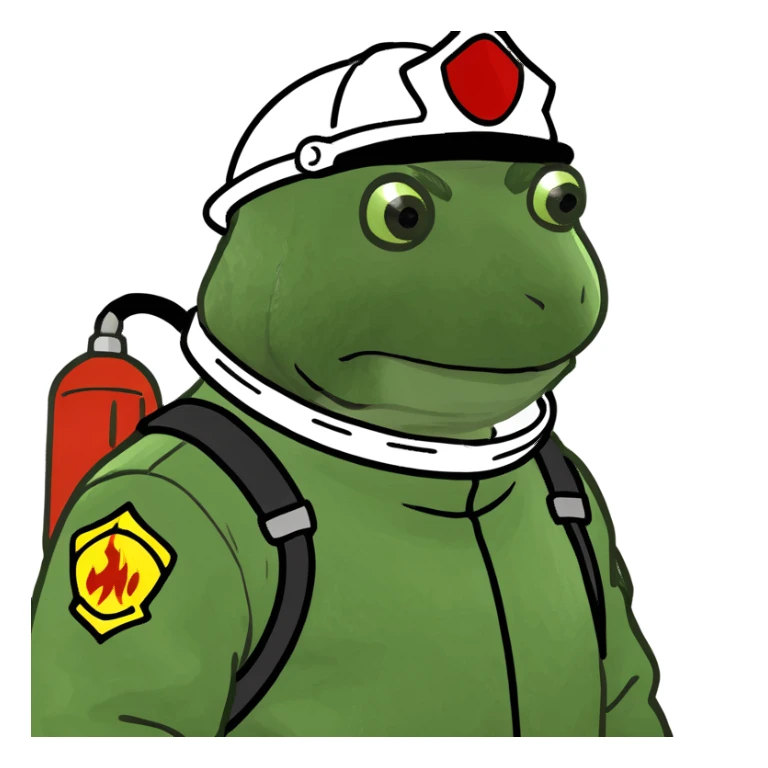 bufo in a fire fighter suit sticker
