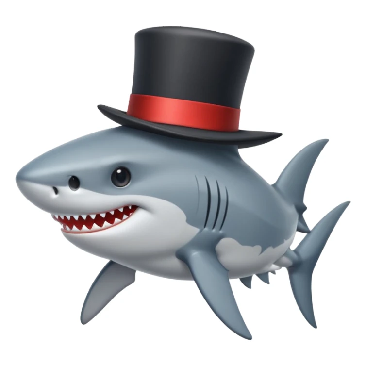 Shark with a top hat sticker