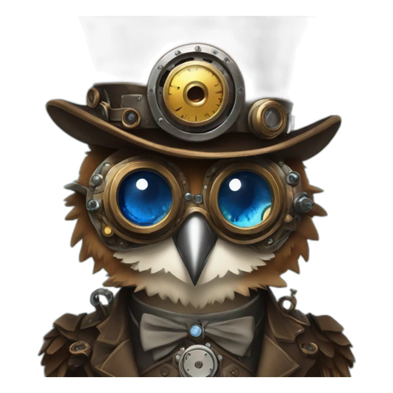 steampunk owl with blue eyes sticker