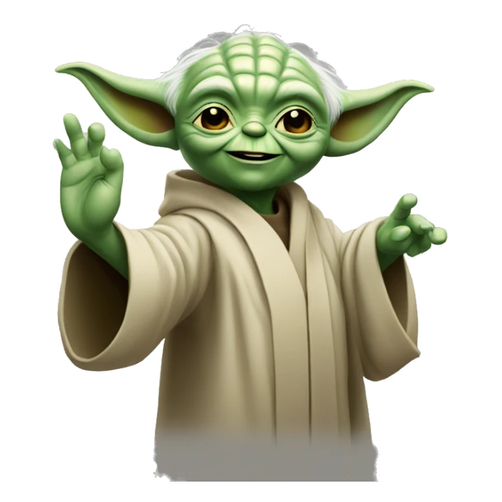 yoda happy smilin waving sticker