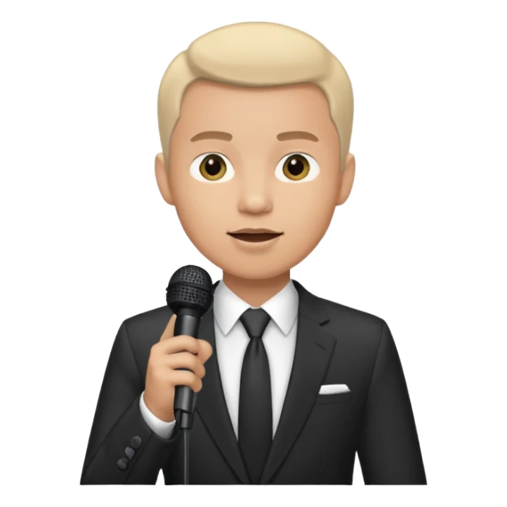  a man gives a speech whith microphone sticker