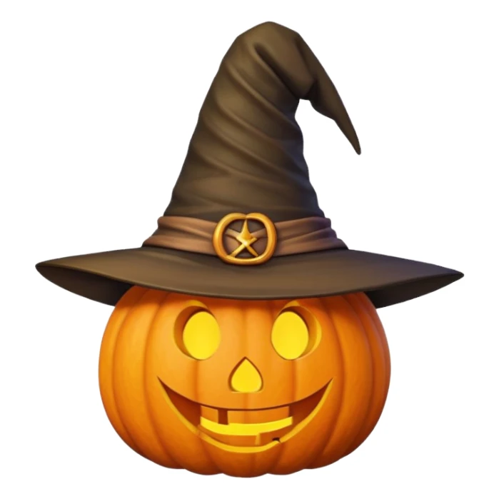 Pumpkin wearing a witch hat sticker