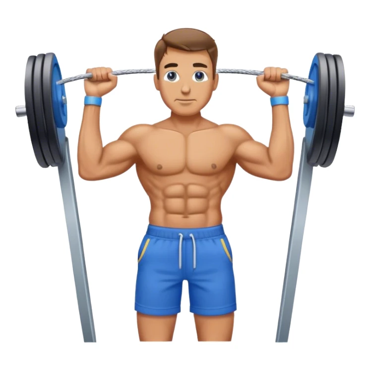 standing fit man with blue shorts cable-machine exercise sticker