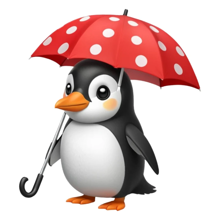 Penguin with red polka-dot umbrella sticker