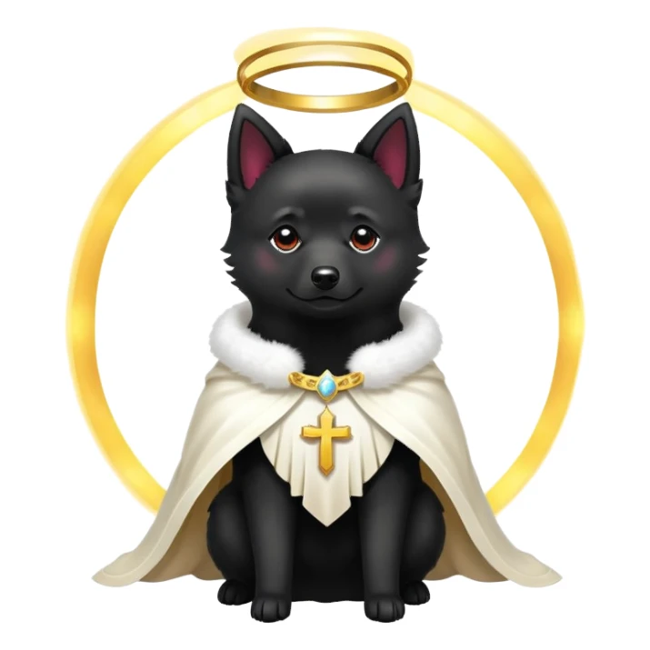schipperke with glowing light dressed as a saint sticker
