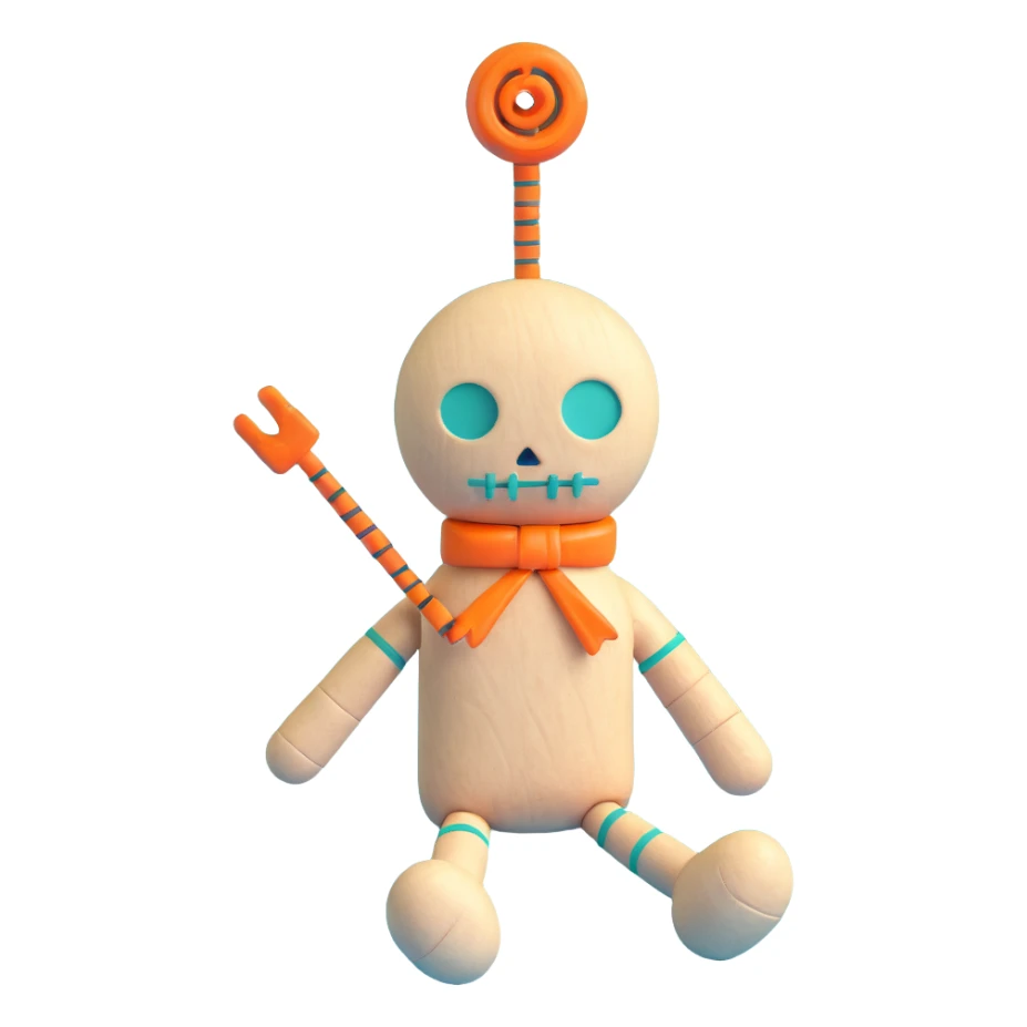 teal and orange voodoo doll sticker