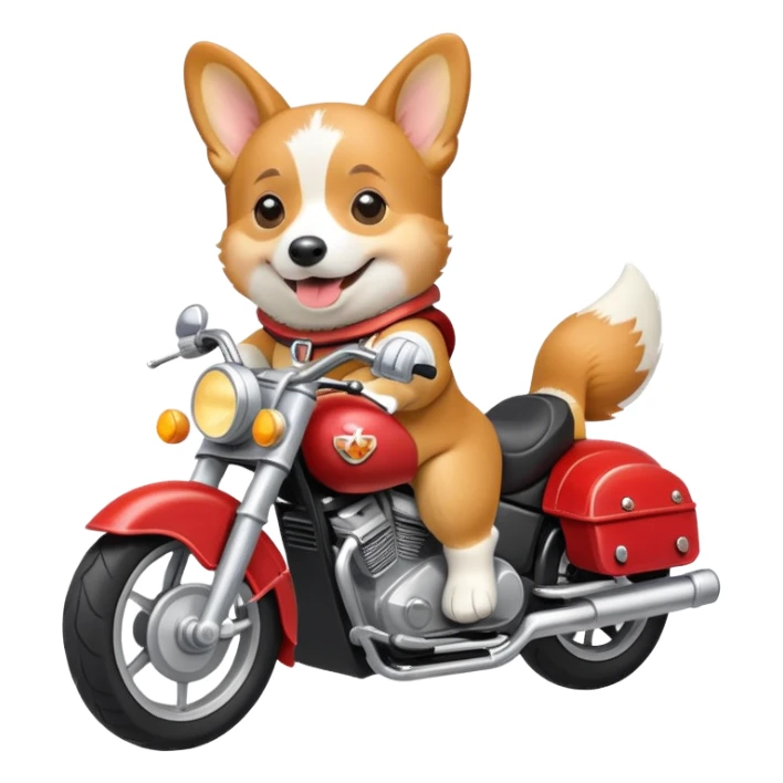 smiling corgi riding a motorcycle sticker