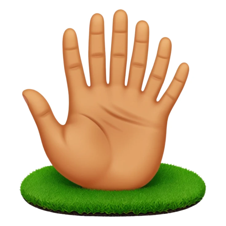an emoji hand touching green turf  sticker