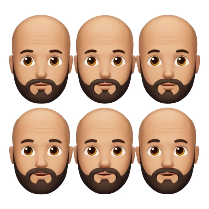 bald man with a beard and tattoo, different facial expression sticker