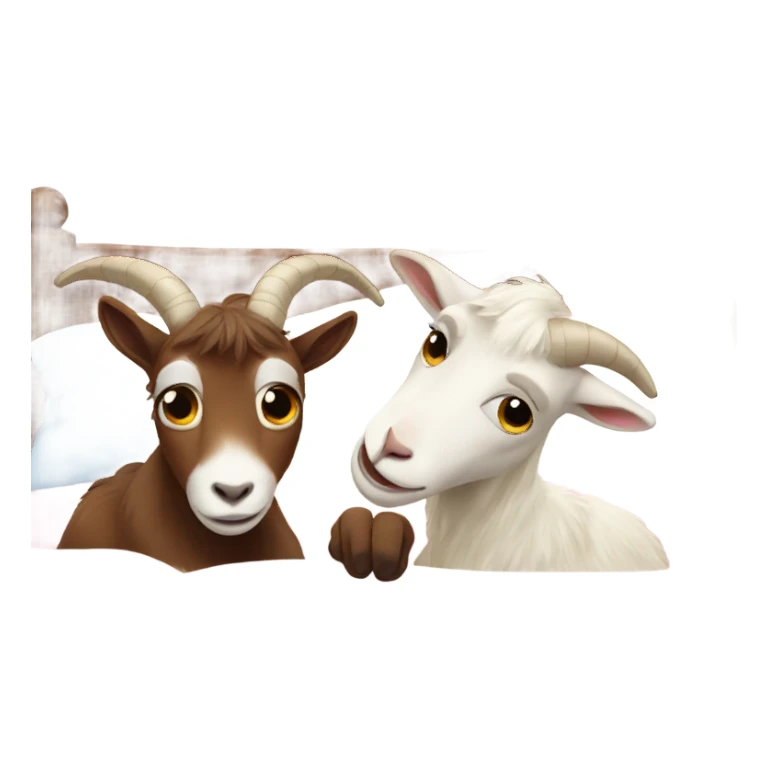 Two goats in bed sticker