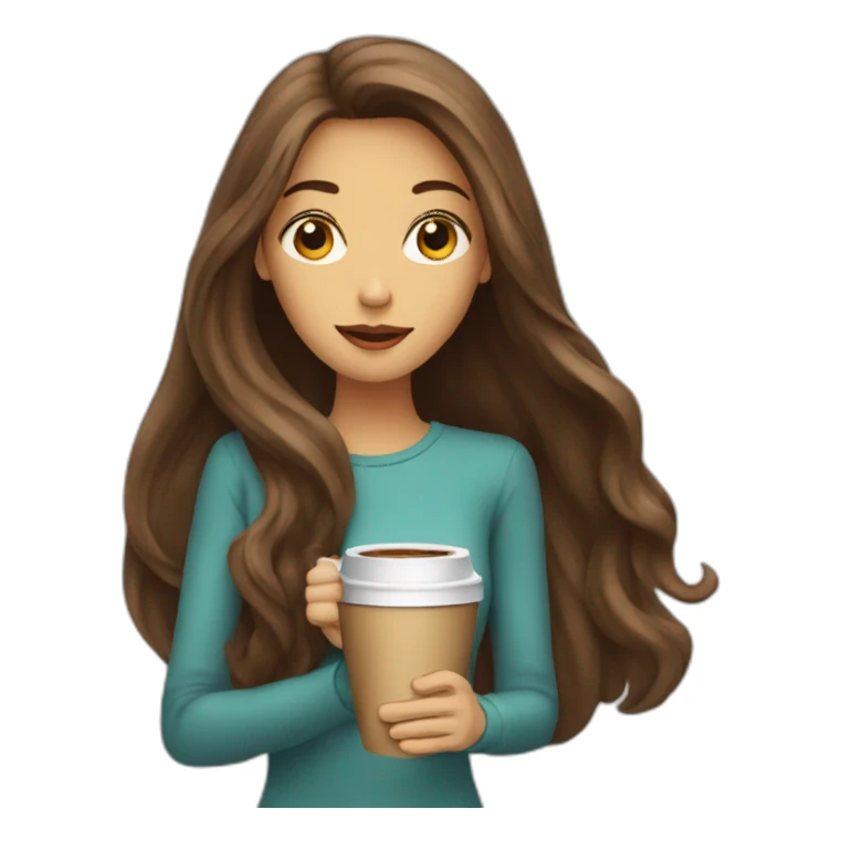 coffee drinking long haired woman sticker