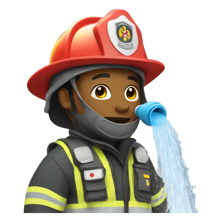 Firefighter spraying water sticker