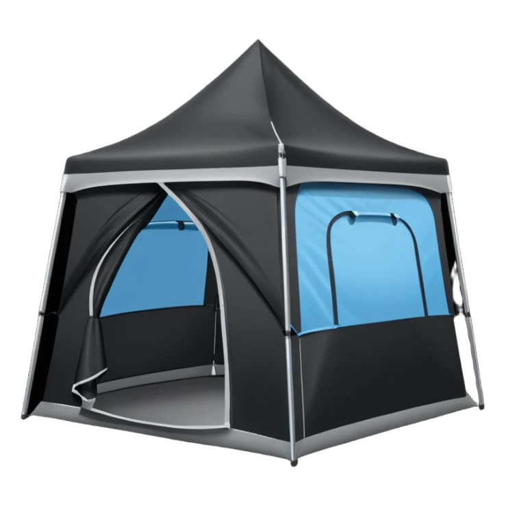 black pop up standing tent open sticker