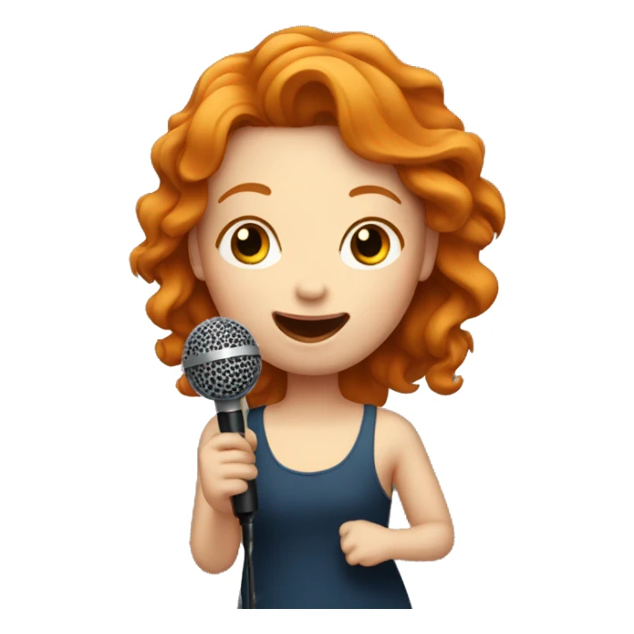 Ginger girl with microphone singing  sticker