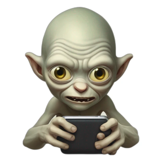 Gollum with a smartphone instead of a ring sticker