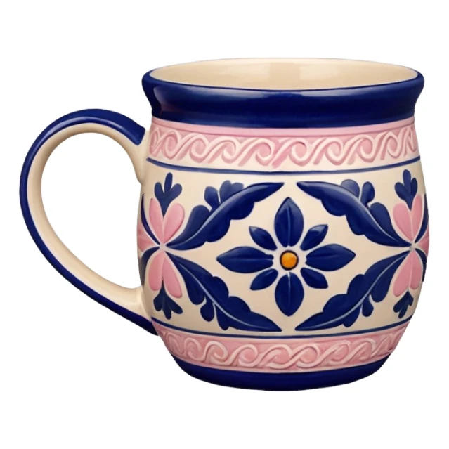 Pink white & beige Talavera mug  sticker