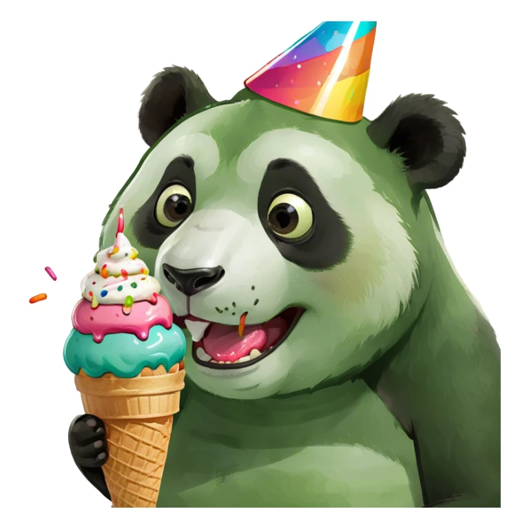 Panda eating ice cream sticker