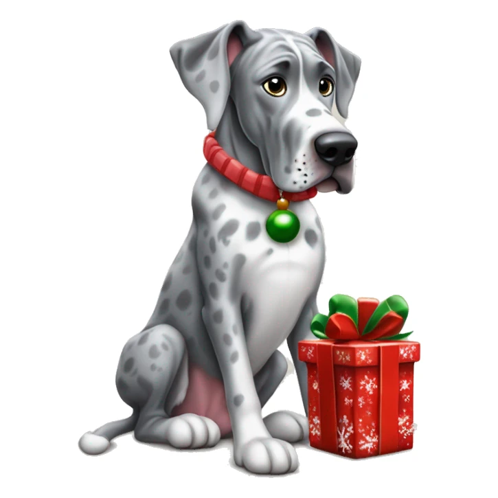 Merle grey Great Dane with a Christmas nutcracker  sticker