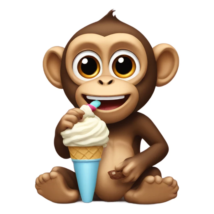 Monkey eating ice cream  sticker