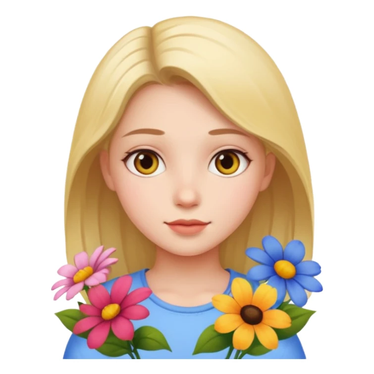 girl with flowers sticker