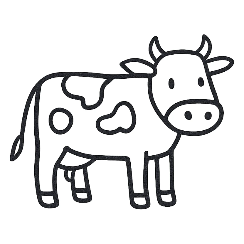 simple outlined cow hand drawn style sticker