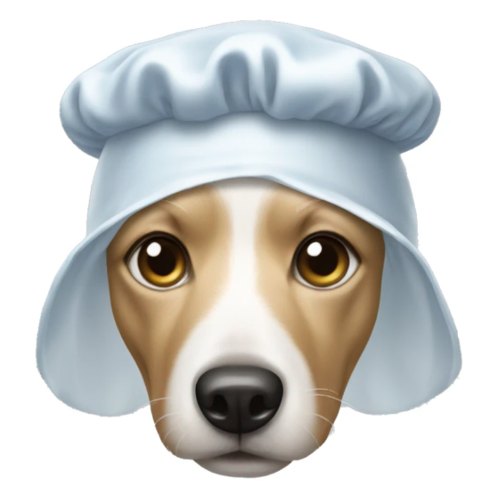 white dog with shower cap sticker