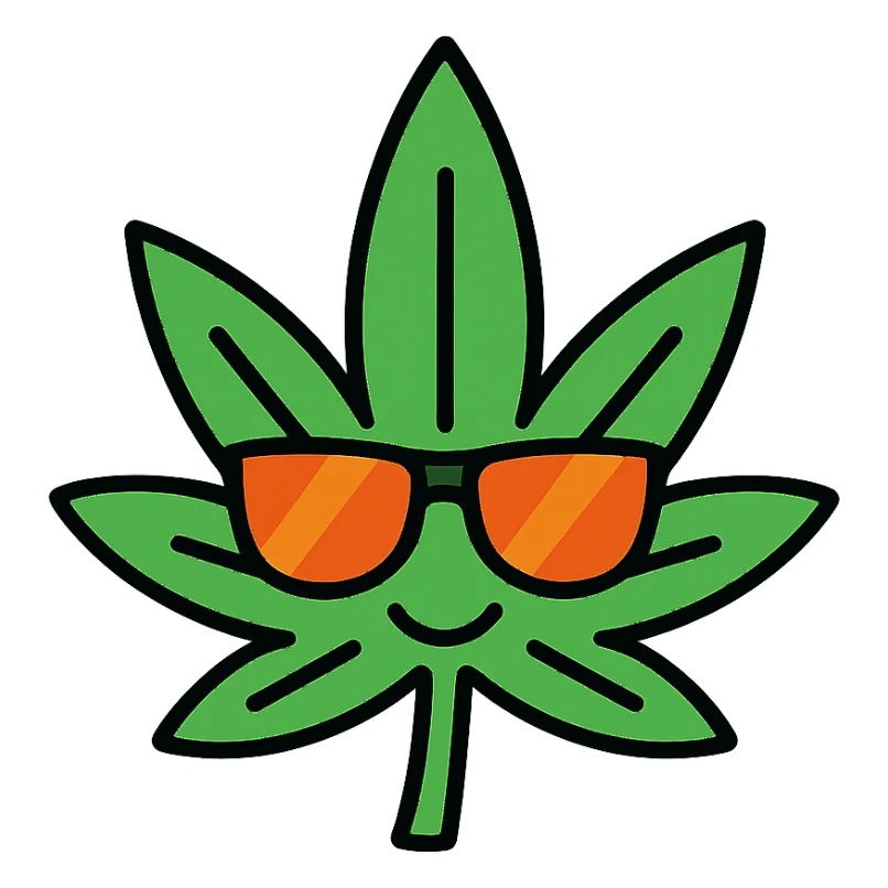 playful weed leaf wearing sunglasses sticker