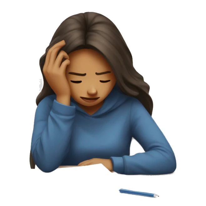 a girl stressed during exam sticker