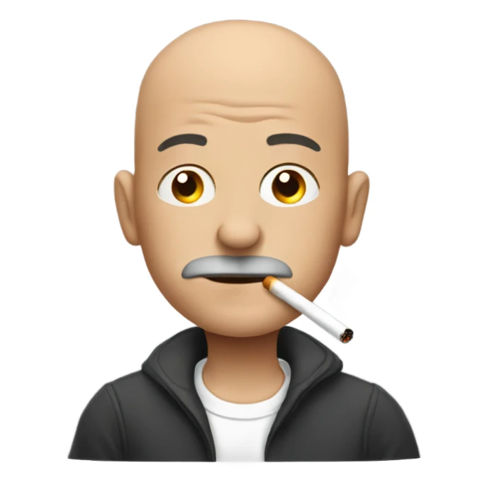 Bald man smoking a cigarette  sticker