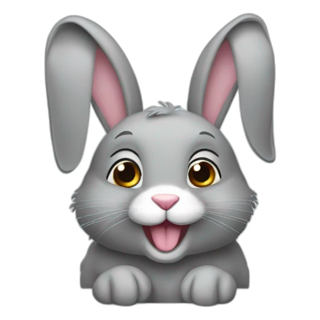 happy grey bunny with long lop ears sticker