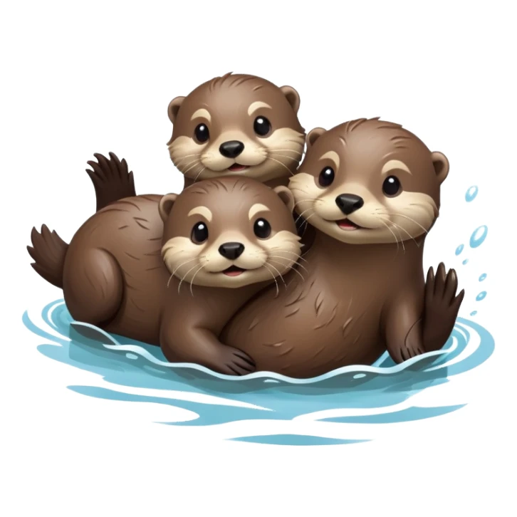 Otters playing in the water sticker