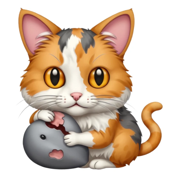 A cat holding a dead mouse sticker