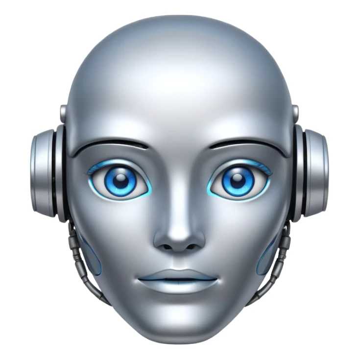 Gorgeous robot face silver with blue eyes sticker