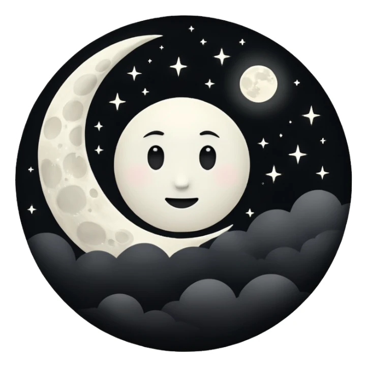  white moon in black sky sticker