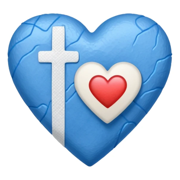 blue heart with a bandaid sticker