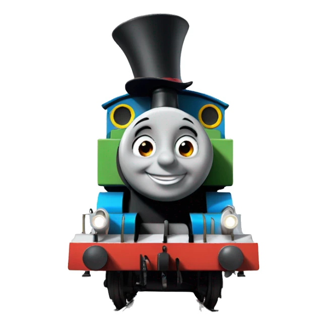 thomas the tank engine wearing a funny hat sticker