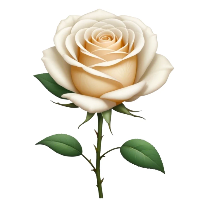 single Bi-Colored Tea White Rose Rose, straight stem sticker