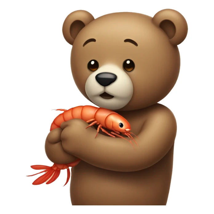 a bear hugging a shrimp sticker