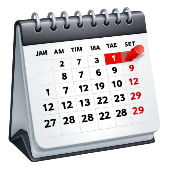 simple calendar with 2 to 3 marked dates symbolizing moderate admin workload sticker