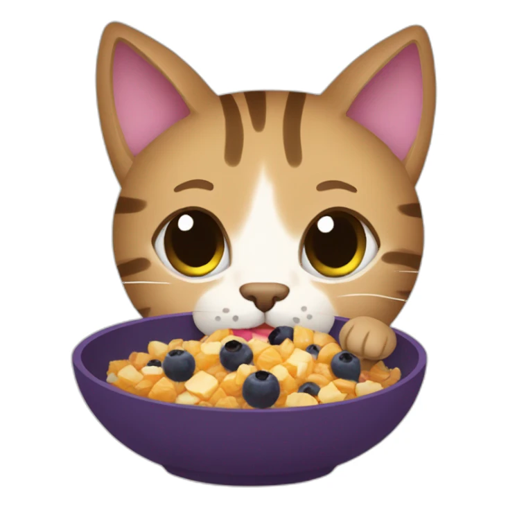 tabby cat eating acai bowl sticker