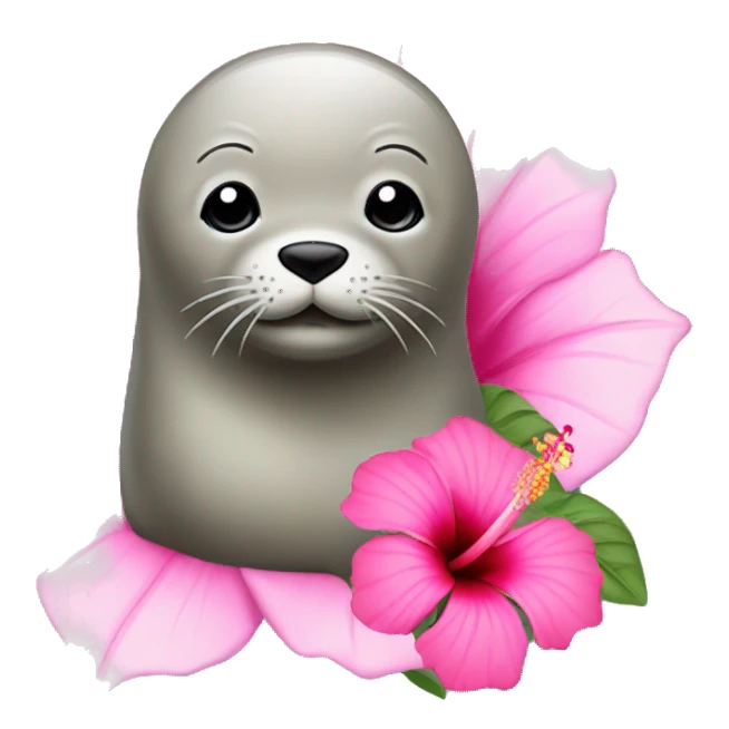 Seal with pink hibiscus  sticker