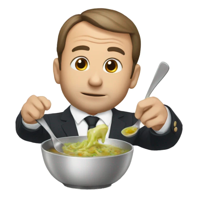 Macron qui mange de la soupe sticker