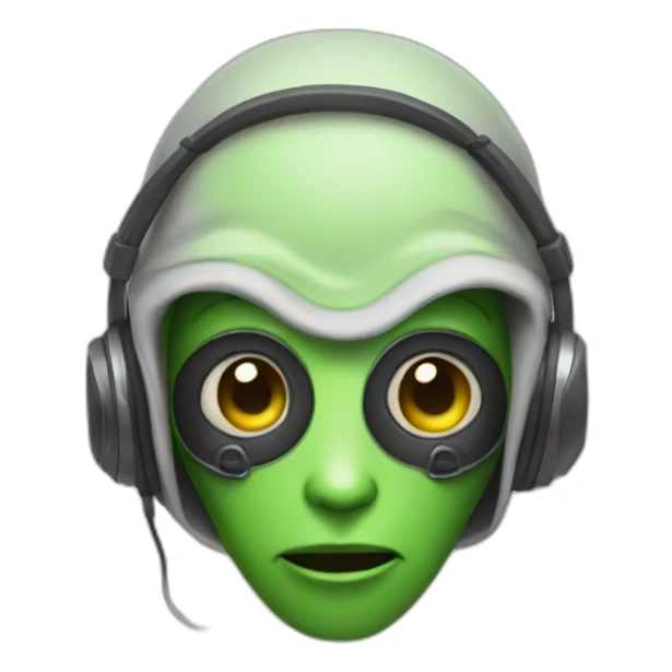 alien with hoodie and headset sticker