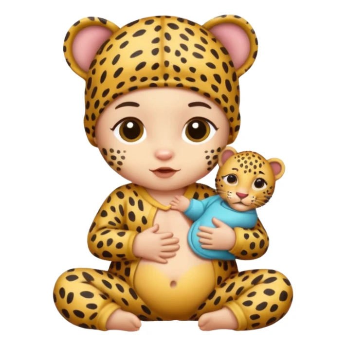 human baby with leopard patterned clothes sticker