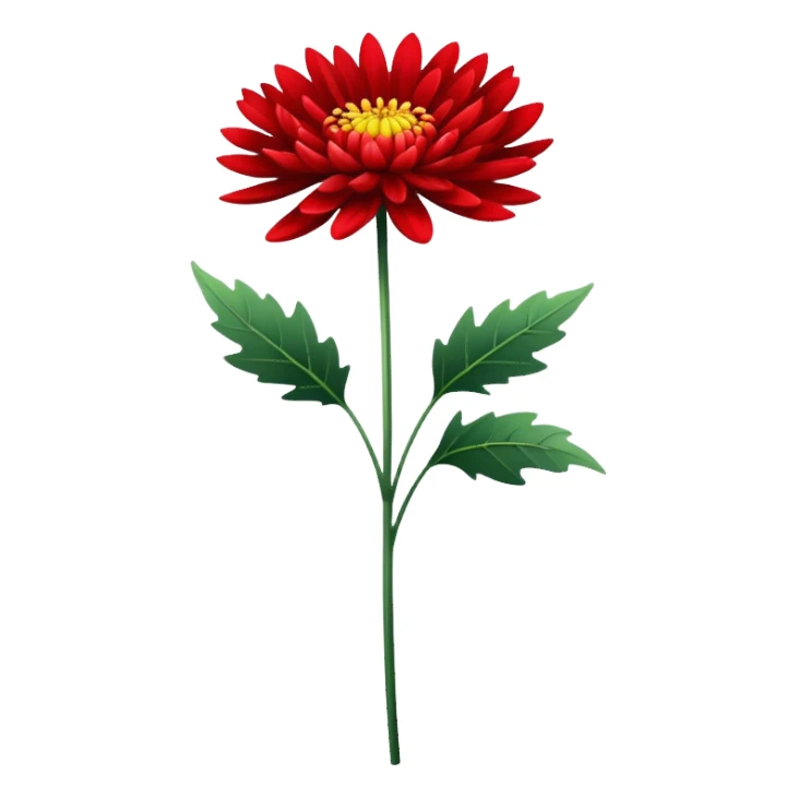 single Bright Red Chrysanthemum, straight stem sticker