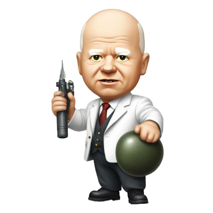 Khrushchev holding a bomb sticker