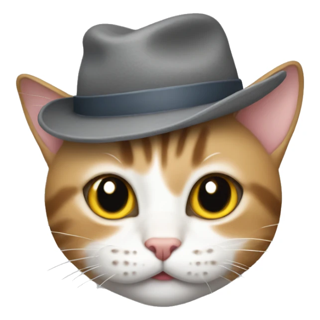 tabby cat in a gray hat with ears sticker